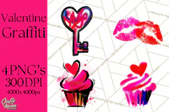 Graffiti Valentine PNG Clip Art, Street Art Hearts Love Product Image 1