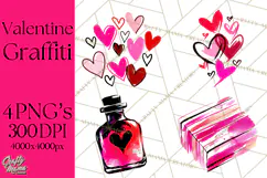 Graffiti Valentine PNG Clip Art, Street Art Hearts Love Product Image 1
