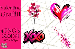 Graffiti Valentine PNG Clip Art, Street Art Hearts Love Product Image 1