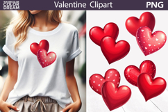Red Heart Clipart | Valentine Sublimation Product Image 1
