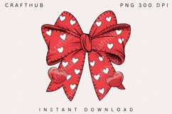 Valentine&#039;s day Heart Coquette bow Png, Retro Valentine PNG Product Image 2