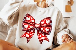 Valentines Coquette Bow PNG, Valentine&#039;s Day Bow PNG, Hearts Product Image 1