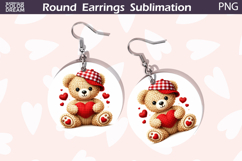 Bear Heart Round Earrings | Cute Animal Earrings Product Image 1