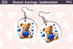 Bear Heart Round Earrings | Cute Animal Earrings Product Image 1