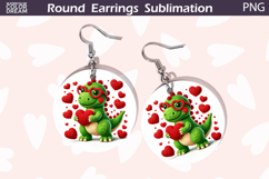 Dinosaur Heart Round Earrings | Cute Animal Earrings Product Image 1