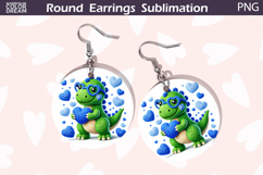 Dinosaur Heart Round Earrings | Cute Animal Earrings Product Image 1