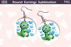 Dinosaur Heart Round Earrings | Cute Animal Earrings Product Image 1