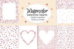 WATERCOLOR CLIPART 8x11.5 inches valentines hearts clipart Product Image 1