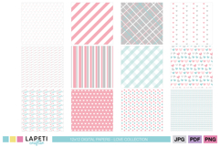 Valentine scrapbook backgrounds in soft pink grey and teal
