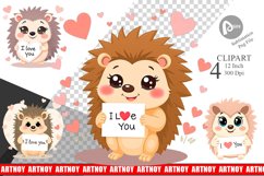 Valentine Hedgehog Cartoon Clipart Product Image 1