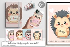Digital Paper Valentine Hedgehog Cartoon Product Image 1