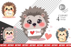 Valentine Hedgehog Cartoon Clipart Product Image 1