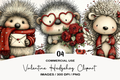 Valentine Hedgehog Clipart Product Image 1