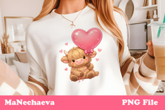 Cute Highland Baby Cow Sublimation Valentine’s Heart Clipart Product Image 1