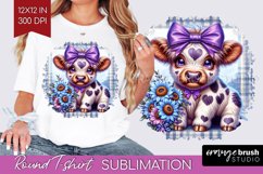 Valentine Highland Cow Round Tshirt Background - Valentines Product Image 1