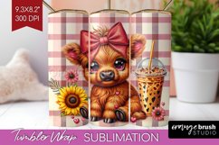 Valentine Highland Cow Tumbler Wrap - Valentines Day Tumbler Product Image 1