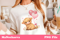 Cute Highland Baby Cow Sublimation Valentine’s Heart Clipart Product Image 1
