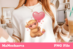 Cute Highland Baby Cow Sublimation Valentine’s Heart Clipart Product Image 6