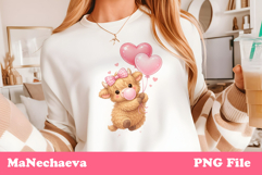 Cute Highland Baby Cow Sublimation Valentine’s Heart Clipart Product Image 7