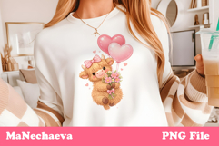 Cute Highland Baby Cow Sublimation Valentine’s Heart Clipart Product Image 1