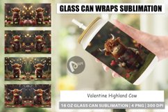 Glass Can Wraps Valentine Highland Cow Product Image 1