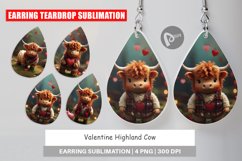 Earring Teardrop Valentine Highland Cow Product Image 1