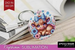 Valentine Highland Cow Keychain PNG - Valentines Day Product Image 1