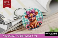 Valentine Highland Cow Keychain PNG - Valentines Day Product Image 1