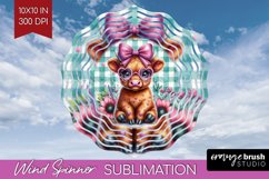 Valentine Highland Cow Wind Spinner Sublimation PNG - Day Product Image 1