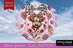 Valentine Highland Cow Wind Spinner Sublimation PNG - Day Product Image 1