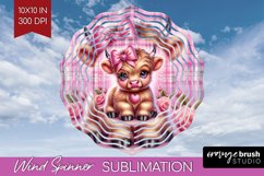 Valentine Highland Cow Wind Spinner Sublimation PNG - Day Product Image 1