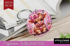 Valentine Highland Cow Keychain PNG - Valentines Day Product Image 1