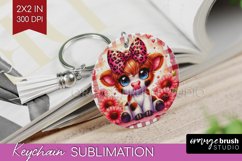 Valentine Highland Cow Keychain PNG - Valentines Day Product Image 1