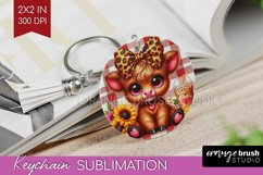 Valentine Highland Cow Keychain PNG - Valentines Day Product Image 1