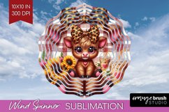 Valentine Highland Cow Wind Spinner Sublimation PNG - Day Product Image 1