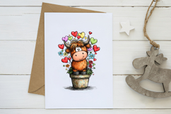 Valentine highland cow clipart Product Image 3