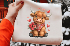Valentine Highland Cow Clipart Sublimation Product Image 2