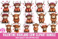 Valentine Highland Cow Clipart Bundle Product Image 1