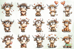 Valentine Highland Cow Clipart Product Image 4