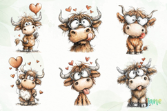 Valentine Highland Cow Clipart Product Image 3