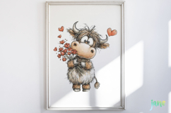 Valentine Highland Cow Clipart Product Image 7