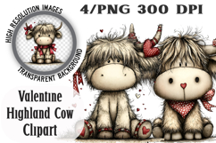 Valentine Highland Cow Png Product Image 1