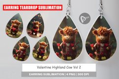 Earring Teardrop Valentine Highland Cow Product Image 1