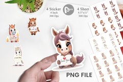 Valentine Horse Cartoon Sticker Product Image 1