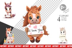 Valentine Horse Cartoon Clipart Product Image 1