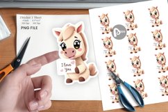 Valentine Horse Cartoon Sticker Product Image 1