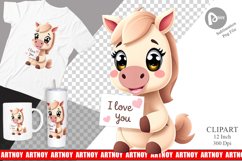 Valentine Horse Cartoon Clipart Product Image 1
