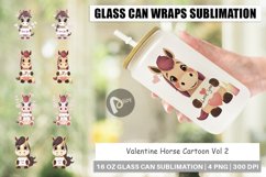Glass Can Wraps Valentine Horse Cartoon Product Image 1