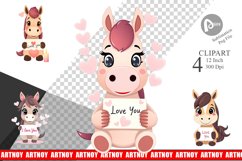 Valentine Horse Cartoon Clipart Product Image 1