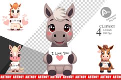 Valentine Horse Cartoon Clipart Product Image 1